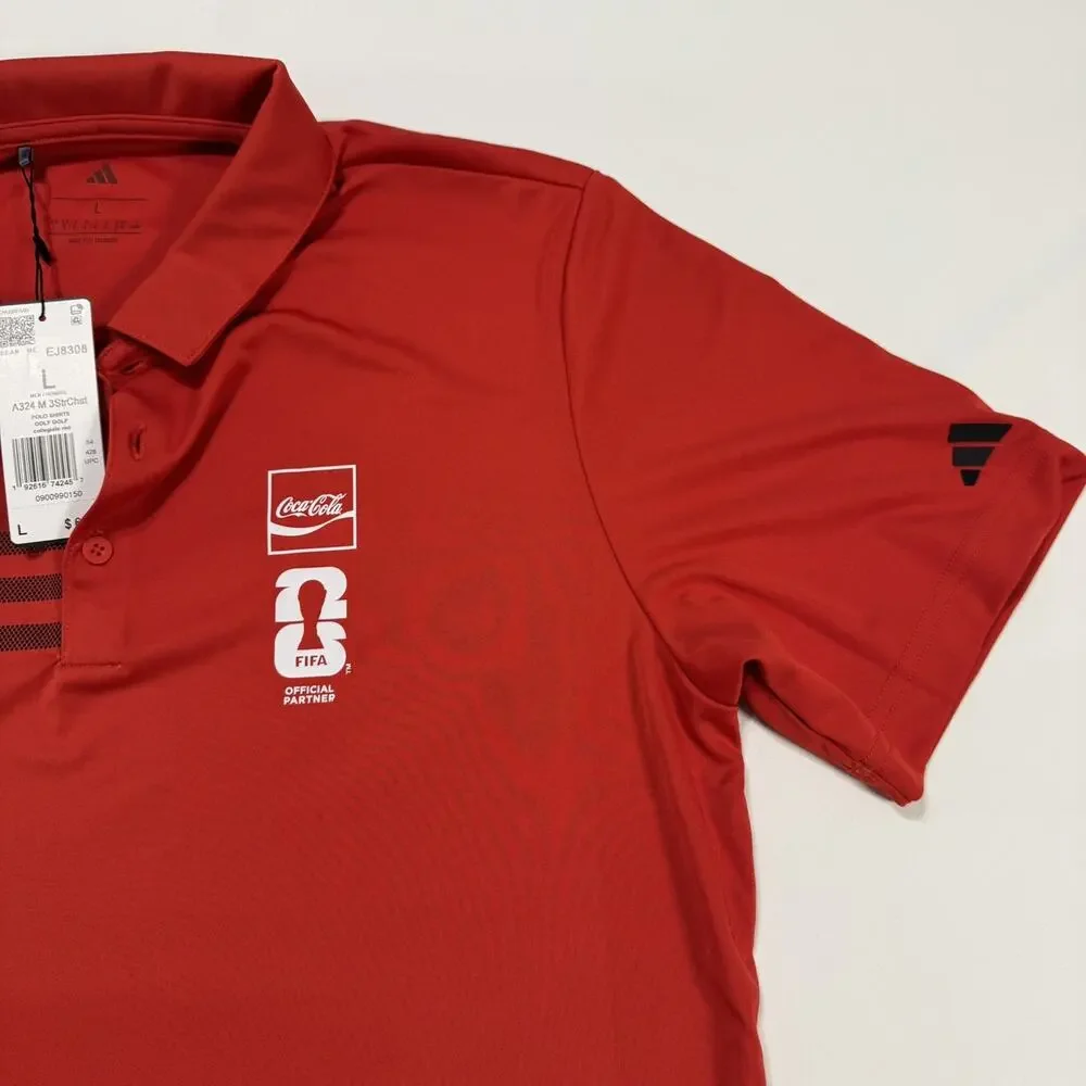 adidas FIFA Coca-Cola Logo Red Polo Shirt Men's L Short Sleeve New With Tags